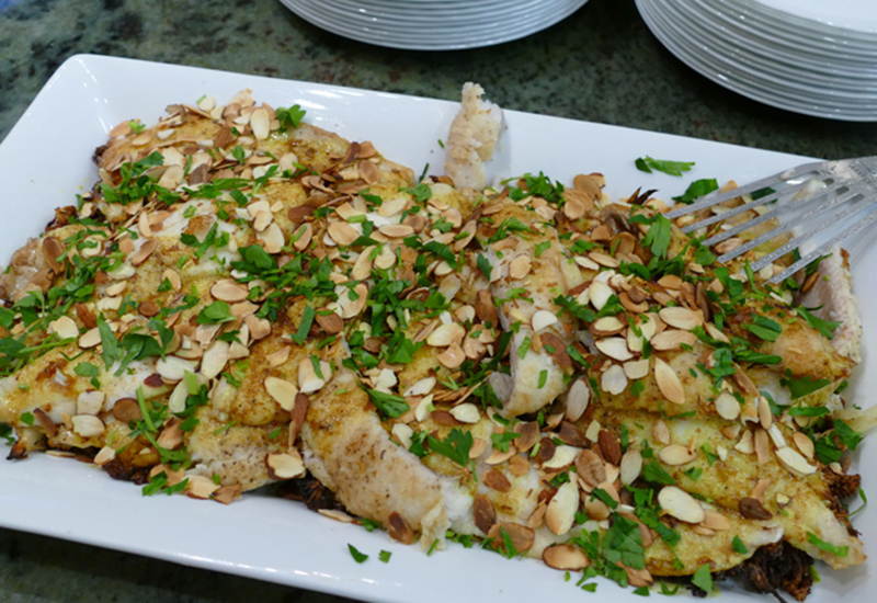 Sauteéd Sole with Butter, Cauliflower and Toasted Almonds